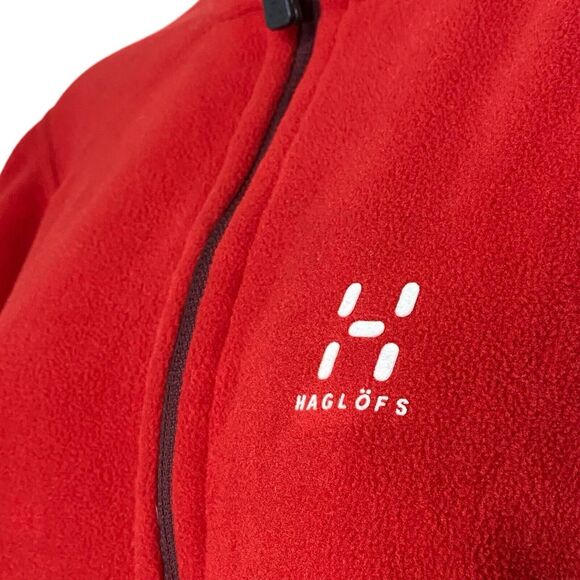 Haglofs Fleece Jacket Womens XS Polartec Red Full Zip High Neck Gorpcore Hiking - Picture 8 of 16
